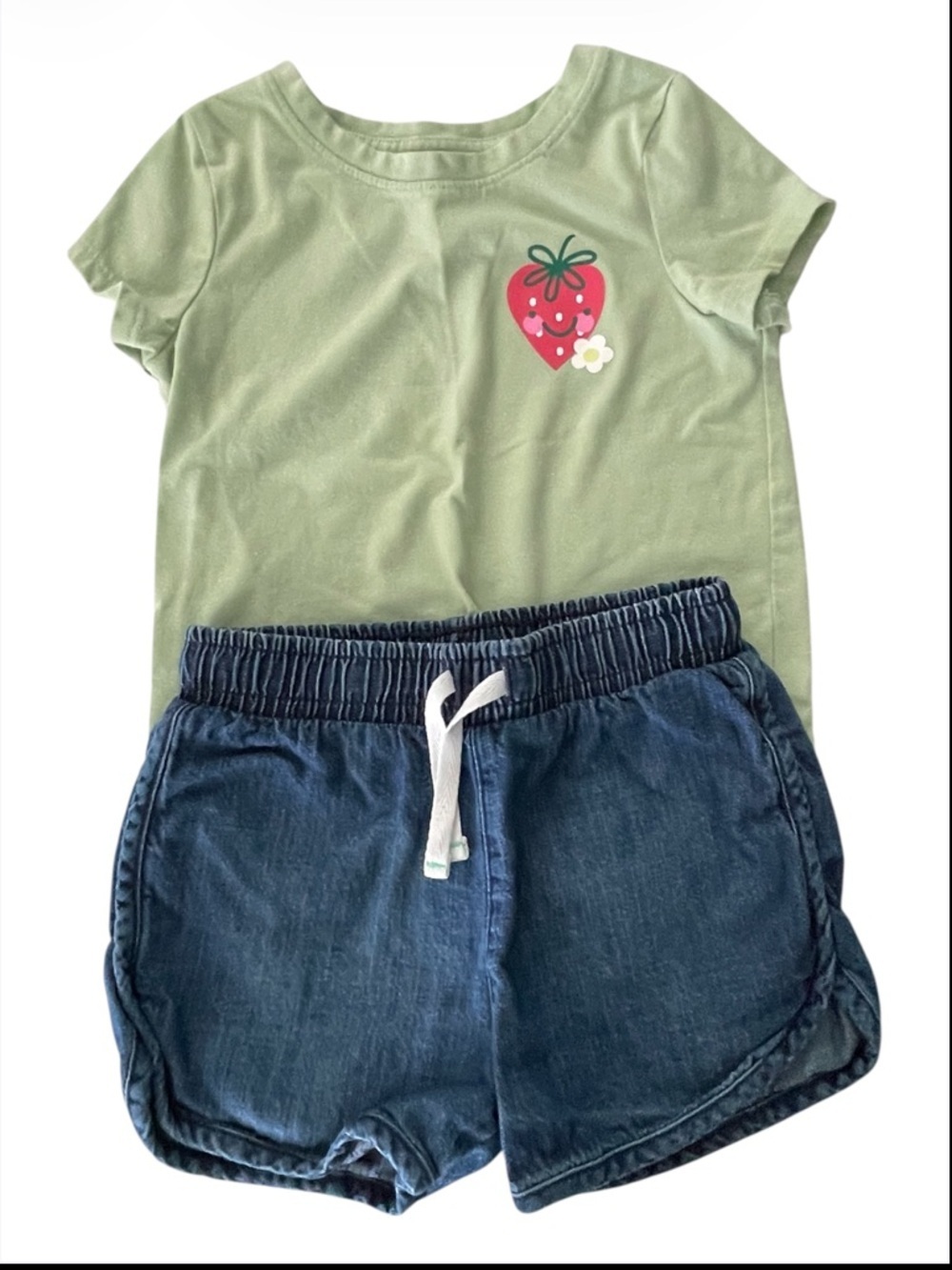 Cat & Jack Navy Drawstring Girls Shorts And Top
